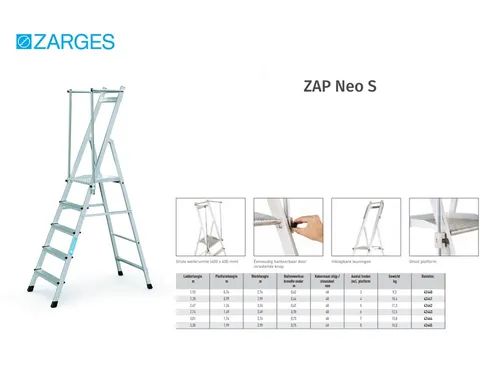 platformladder,bordes HxBxD 740x400x400mm,3trede(n),aluminium