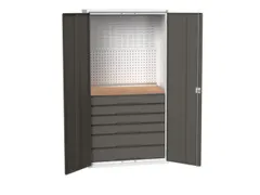 Systeemkast 2000x1050x550mm 1xlegbord 6laden RAL7035+RAL7016