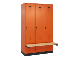 locker met bank,HxBxD 1950x1200x815mm,3vak,vak B 400mm,draaigrendel - 2