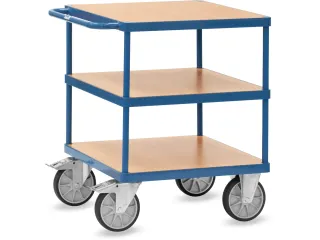 Tafelwagen 2417 600kg 700x700mm 3 etages hout RAL5007 - 1