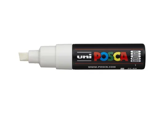 Verfstift Posca PC8K Brede punt 8mm schuin Wit