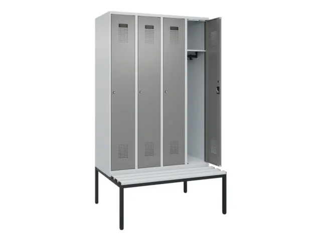locker met bank,HxBxD 2120x1200x815mm,4vak,vak B 300mm,cilinderslot