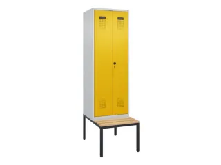PBM-locker met bank,HxBxD 2120x600x815mm,2vak,vak B 300mm,draaigrendel - 2