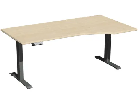 In hoogte verstelbaar bureau in vrije vorm,HxBxD 730-1230x1800x1000mm