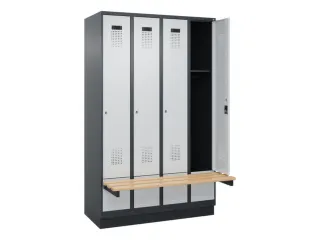 locker met bank,HxBxD 1950x1200x815mm,4vak,vak B 300mm,cilinderslot - 1