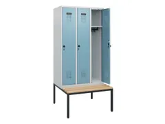 locker met bank,HxBxD 1950x900x815mm,3vak,vak B 300mm,draaigrendel
