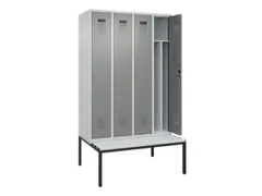 locker met bank,voor scheiding van kleding,HxBxD 2120x1200x815mm,4vak