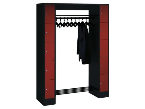 locker met kapstok,HxBxD 1950x1430x480mm,romp RAL7016,front RAL7016