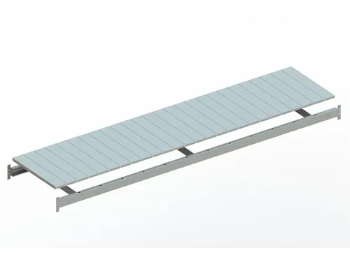 legbord van plaatstaal,v. breedvakstelling,BxD 2600x650mm,vakl. 490kg