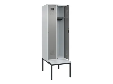 locker met bank,HxBxD 2120x600x815mm,2vak,vak B 300mm,cilinderslot