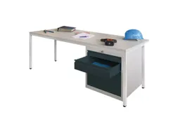 Werkplaatsbureau 1700x800x720mm 3laden Rechts Ral7035 Front Ral7016