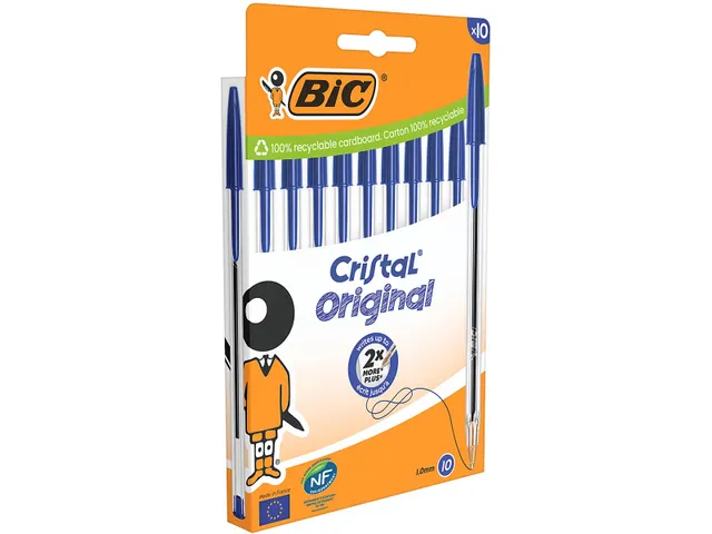 balpen Cristal Medium, blauw, blister van 10 stuks