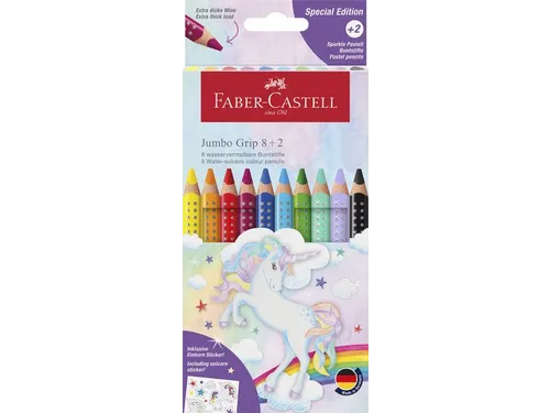 Kleurpotlood Faber-Castell Jumbo Grip Unicorn 8+2 incl. stickervel