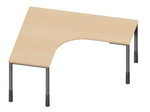In hoogte verstelbaar bureau in vrije vorm,NE-esdoorn