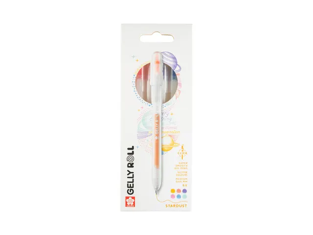 Gelschrijver Sakura Gelly Roll Stardust 08 klikfunctie set à 6 kleure