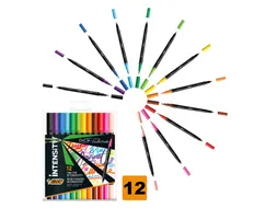 Kleurstiften Bic Intensity dual-tip assorti etui à 12 stuks