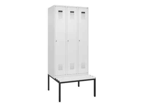 locker met bank,voor scheiding van kleding,HxBxD 2120x900x815mm,3vak