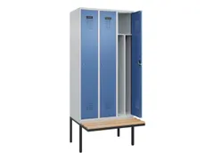 locker met bank,voor scheiding van kleding,HxBxD 2120x900x815mm,3vak