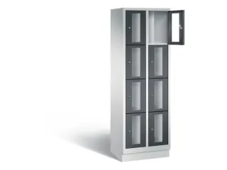 Lockerkast 1800x610x500mm 2x4 vakken Cilinderslot, Sokkel, RAL7021 - 1