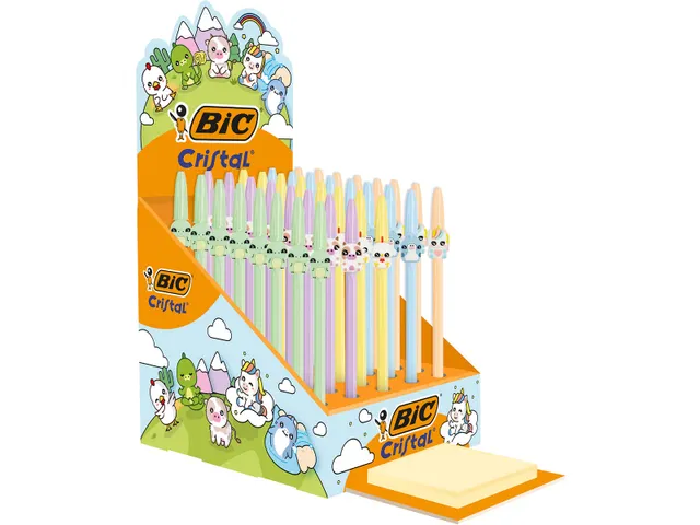 KIT BIC: Balpen Cristal Figurines, display met inhoud