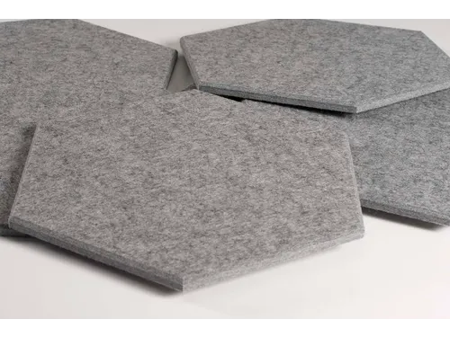 Akoestische PET-vilt Hexagon tegels donkergrijs 30x26cm 22 stuks