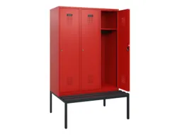 locker met bank,HxBxD 1950x1200x815mm,3vak,vak B 400mm,cilinderslot