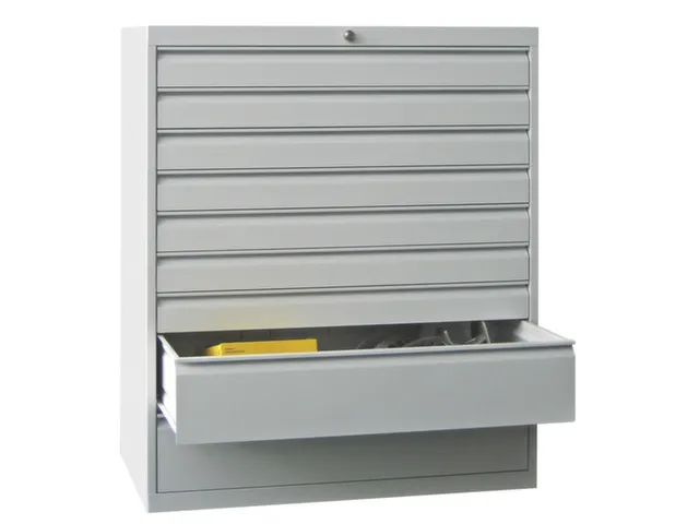 ladekast,HxBxD 1200x1023x600mm,9lade(n),cil.slot,RAL7035,front RAL3000