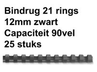 Bindrug Fellowes 12mm 21-rings A4 zwart 25stuks