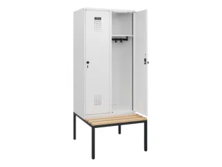 locker met bank,HxBxD 1950x800x815mm,2vak,vak B 400mm,draaigrendel - 1