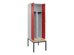 PBM-locker met bank,HxBxD 2120x600x815mm,2vak,vak B 300mm,draaigrendel