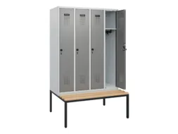 locker met bank,HxBxD 1950x1200x815mm,4vak,vak B 300mm,draaigrendel