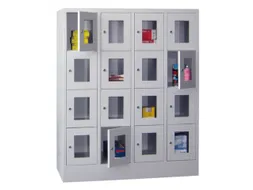 lockerkast,HxBxD 1518x1200x500mm,4x4vakken,RAL7035,front RAL5010