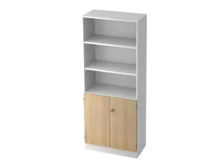 combikast HxBxD 2004x800x420mm 4xhouten vloer 5OH wit front eiken - 1