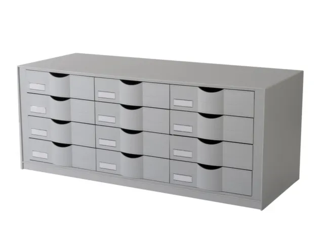 ladeblok,12xDIN A4,v. kastinbouw,HxBxD 329x857x342mm,Polystyreen,grijs