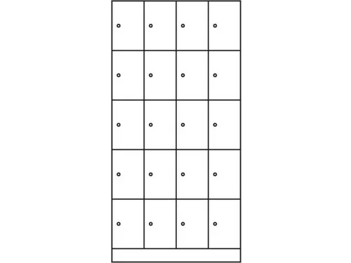 lockerkast 1950x900x480mm 4x5 vakken RAL7021 front RAL7021 sokkel
