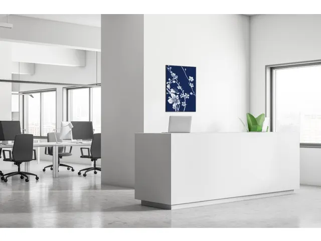 Décoration murale textile set 40x40cm Fleurs de cerisier japonais ble