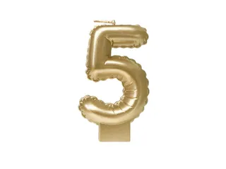 Verjaardagskaars cijfer 5 Folieballon Goud 10cm - 1
