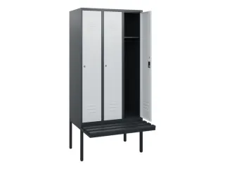 locker met bank,HxBxD 1950x900x815mm,3vak,vak B 300mm,cil.-slot - 2