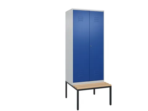 PBM-locker met bank,HxBxD 2120x800x815mm,2vak,vak B 400mm,cil.-slot