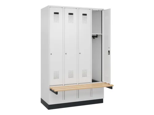locker met bank,HxBxD 1950x1200x815mm,4vak,vak B 300mm,cilinderslot