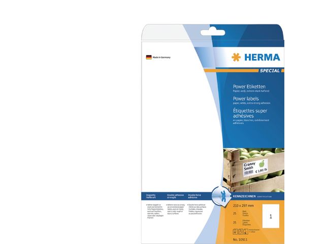 Etiket Herma Power 10911 210x297mm Wit 25 stuks | EtiketWinkel.nl