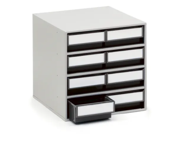 ESD-magazijnkast,HxBxD 395x400x400mm,8lade(n),laden zwart