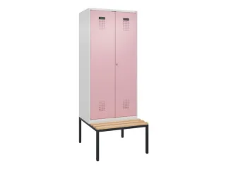 locker met bank,voor scheiding van kleding,HxBxD 2120x800x815mm,2vak - 2