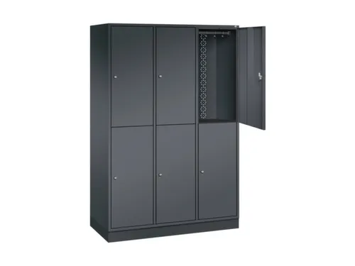 Dubbeldekse garderobekast,HxBxD 1950x1220x500mm,3x2vak.,vak B 360mm