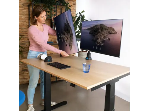 Dubbele Monitorarm R-Go-Tools Caparo 4 gasveer 2 beeldschermen Zwart