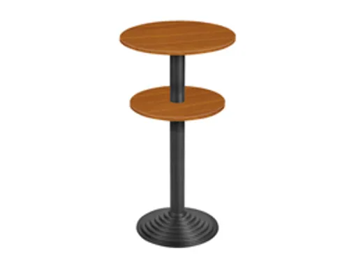 statafel,HxØ 1100x600mm,rond,schotelvoet zwart,blad kersenboom,2e bla