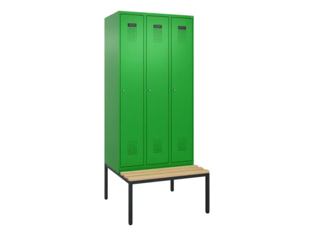 locker met bank,voor scheiding van kleding,HxBxD 2120x900x815mm,3vak