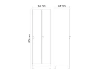 locker,HxBxD 1950x600x500mm,2vak,vak B 300mm,draaigrendel,voeten - 4