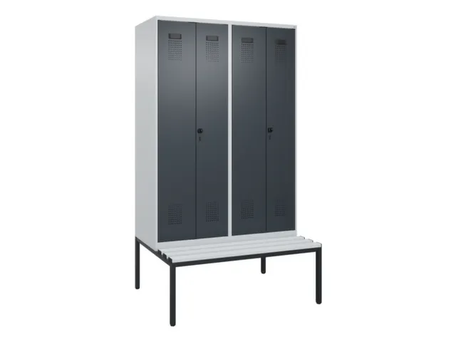 locker met bank,voor scheiding van kleding,HxBxD 2120x1200x815mm,4vak