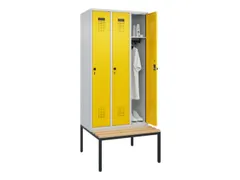 locker met bank,HxBxD 2120x900x815mm,3vak,vak B 300mm,draaigrendel